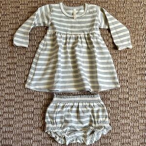 Quincy Mae Basil Stripe Long Sleeve Baby Dress 3-6 mo